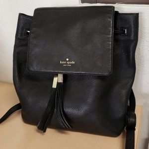 Kate Spade Large Black Pebbled Leather Backpack